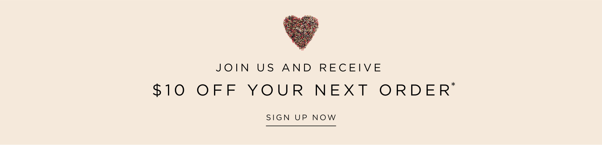 cream coloured banner with heart icon with promotional text 