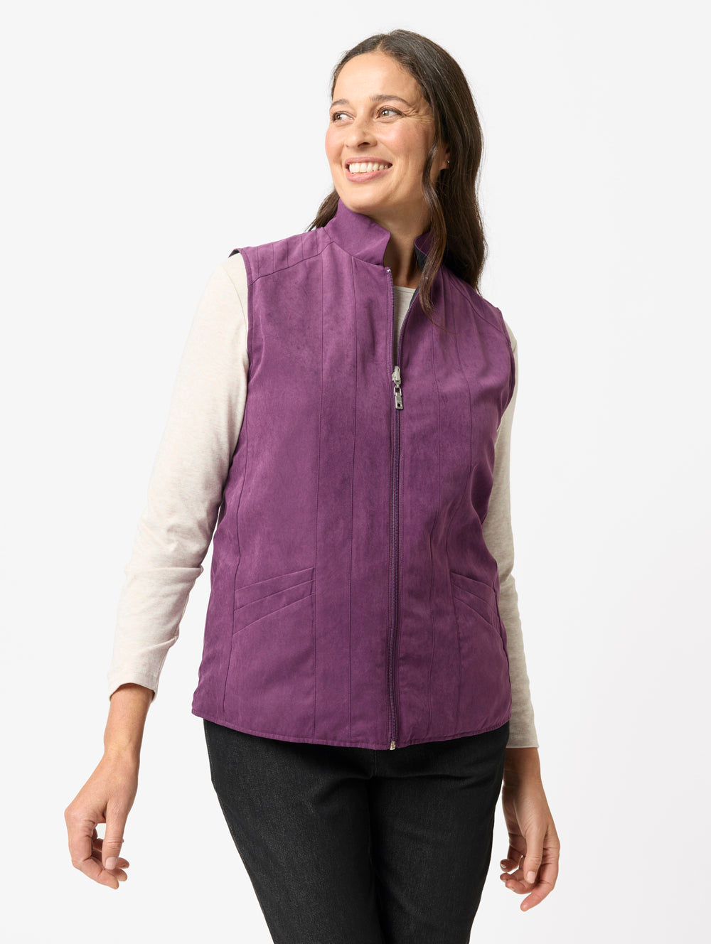 Microfibre Rev Vest - Women's Microfibre Rev Vest in Purple - Black Pepper