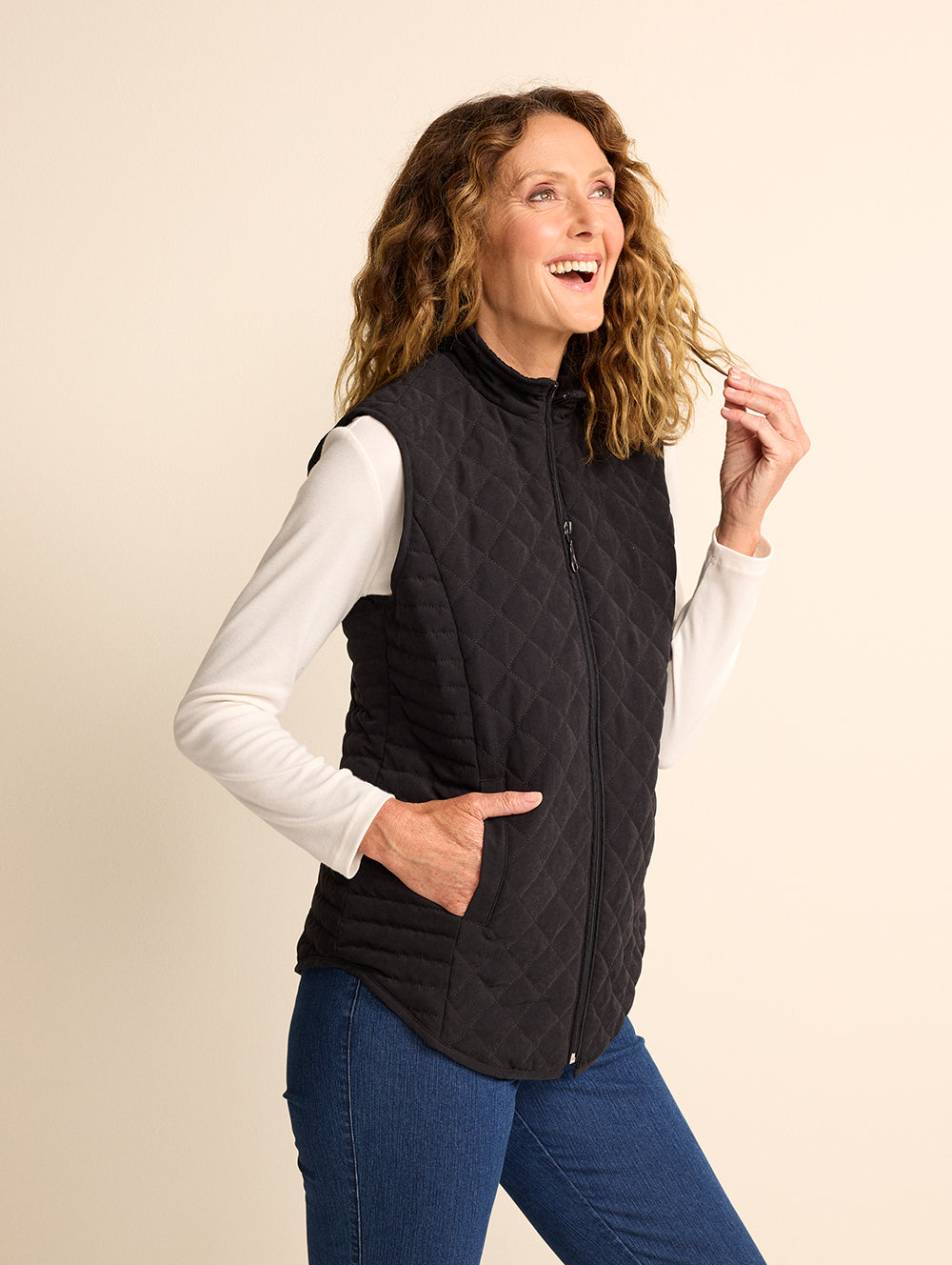 Women's Microfibre Vest in Black – Black Pepper