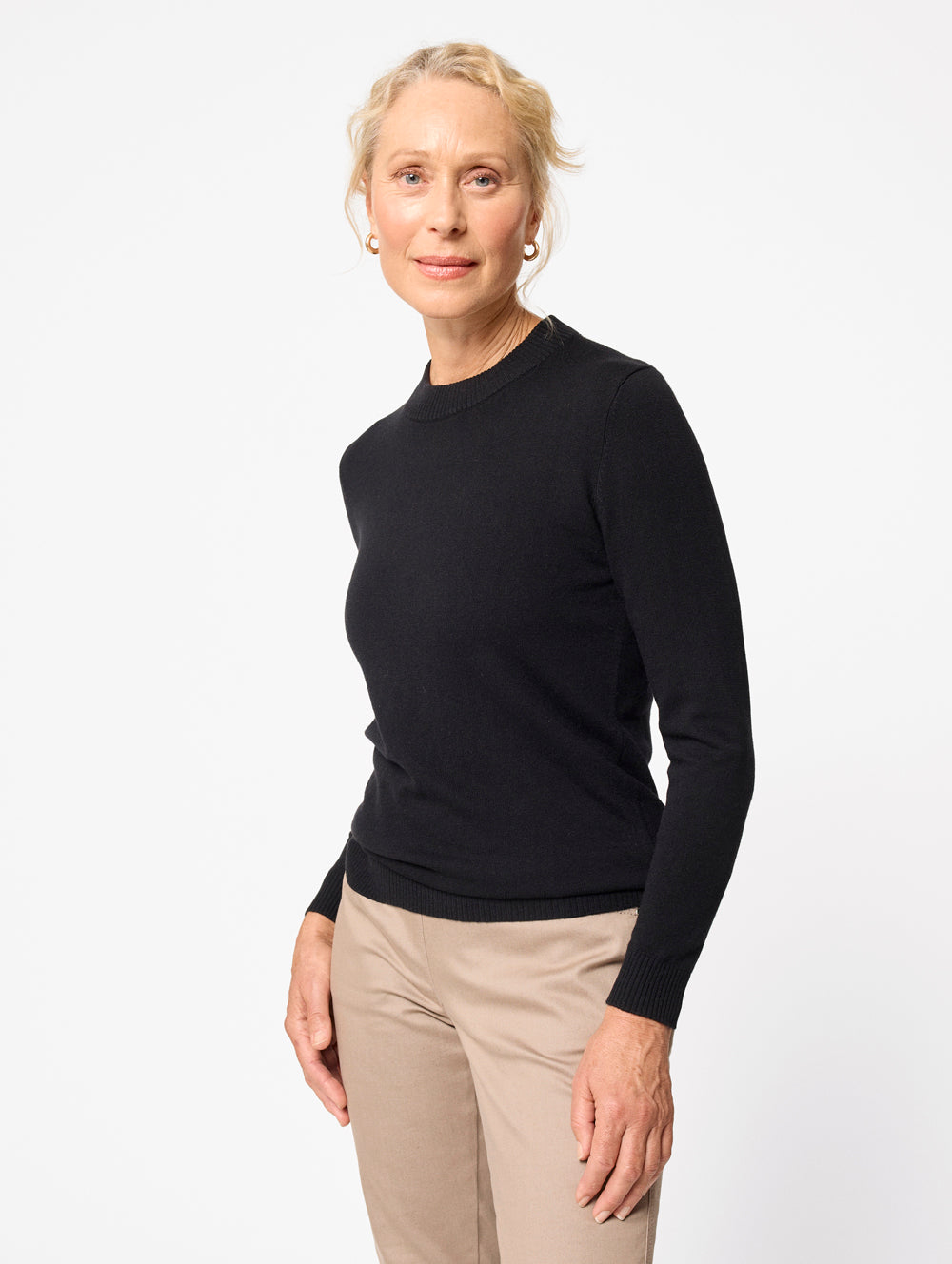 Roll Neck Black Knitted Jumper Womens Knit Turtleneck Black Mock