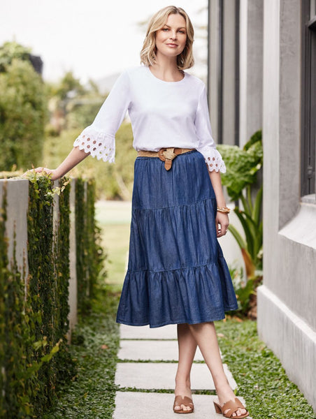Mid length denim sales skirts 4xl