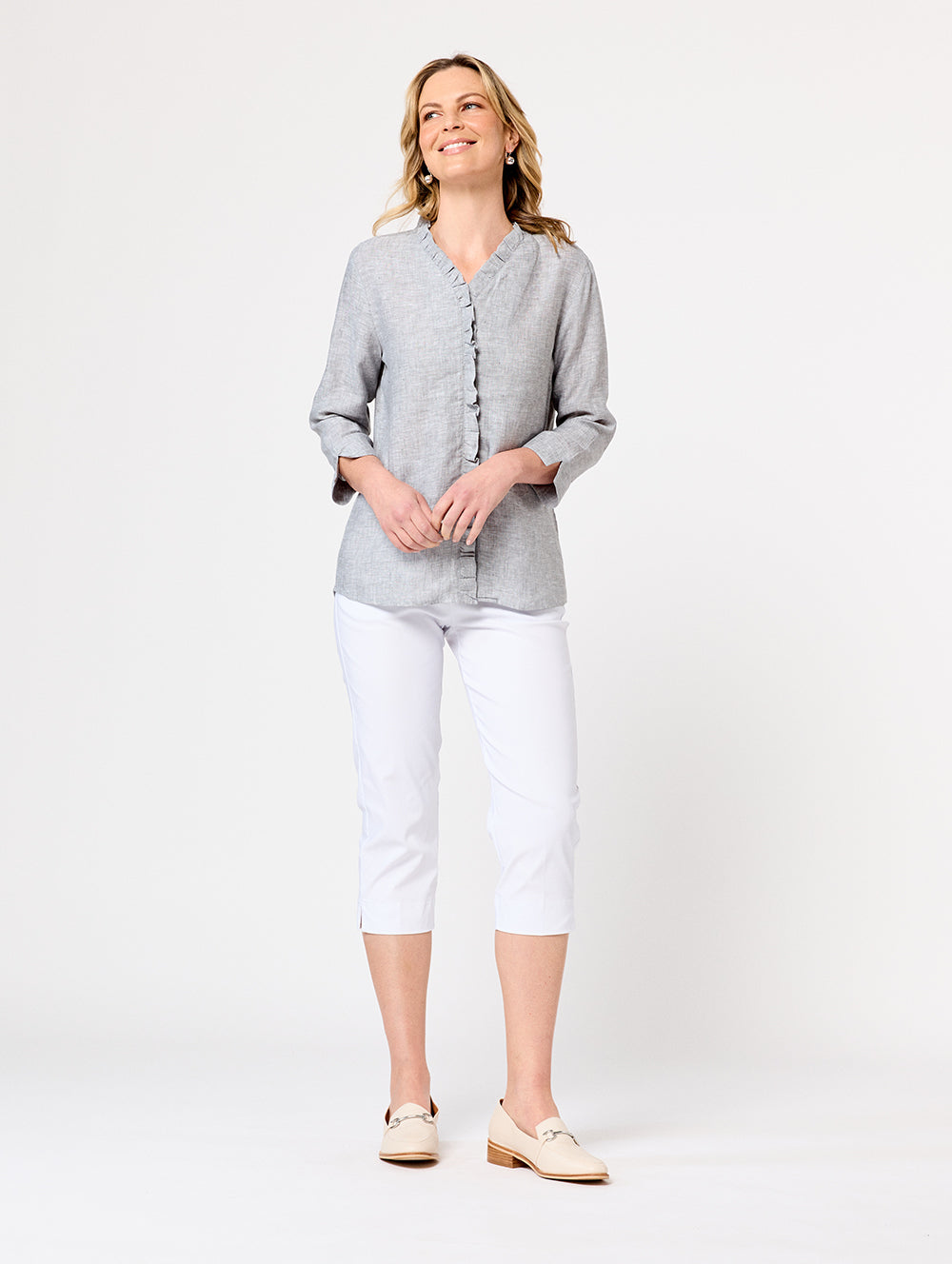 Niya 3/4 Sleeve Ruffle Shirt