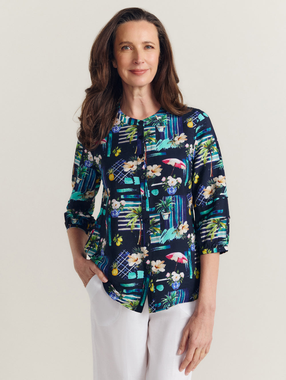 Buy Palmera 3/4 Sleeve Shirt | Black Pepper