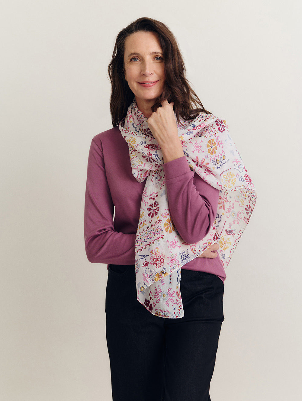 White Geo Scarf
