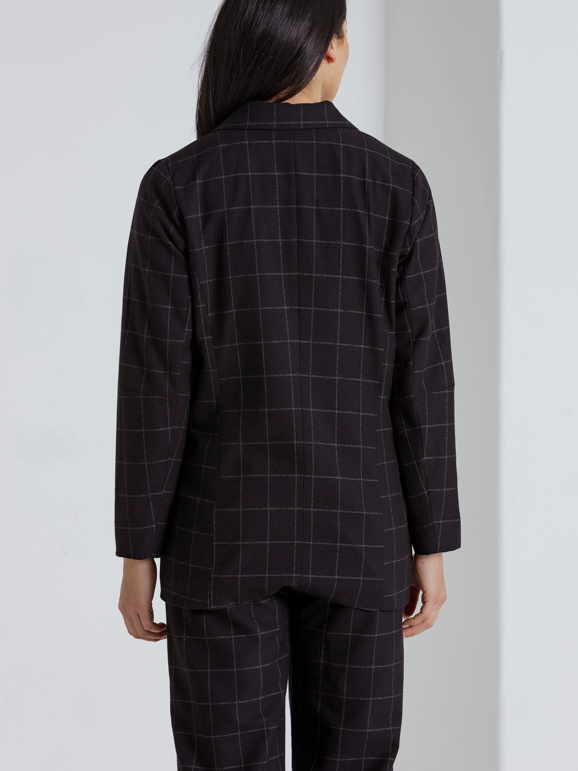 Long Sleeve Check Blazer